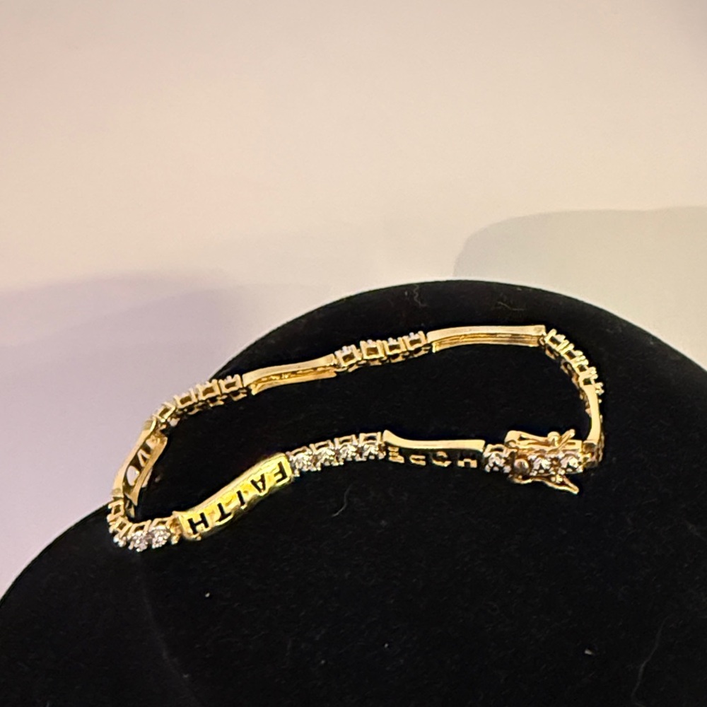 Gold-Tone Love Hope Faith Bracelet with the silver tone design feature - Picture 14 of 15